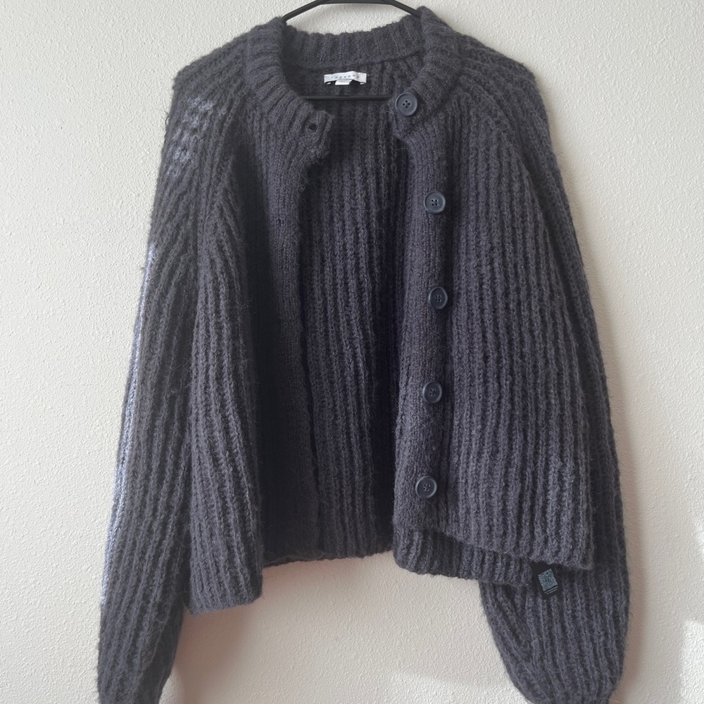 Topshop Charcoal Button Up Cardigan